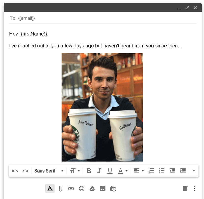 Example of lemlist dynamic cold email