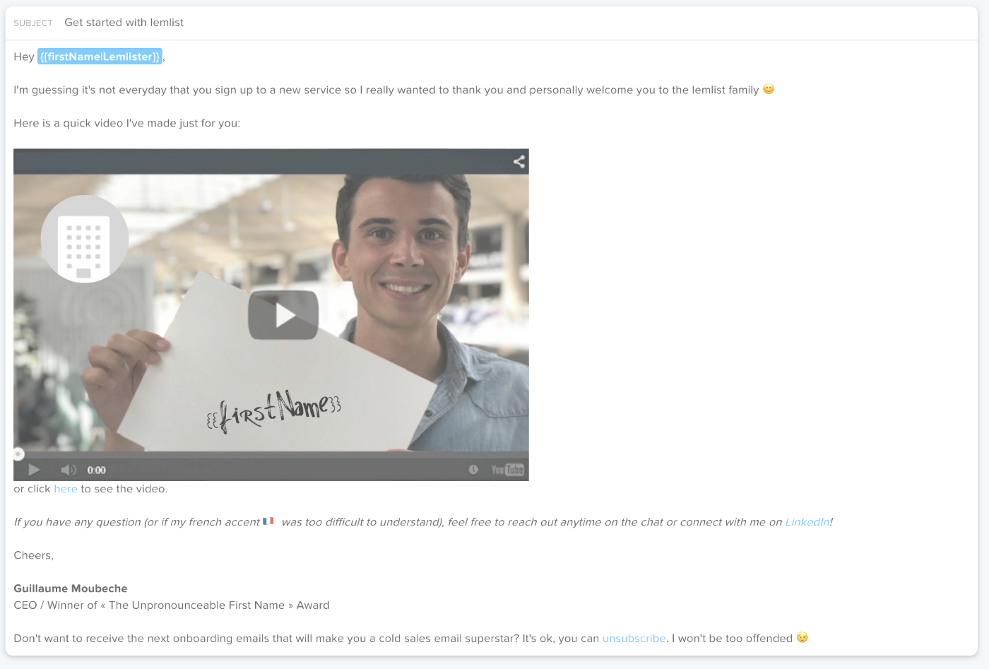 Example of onboarding sequence including videos and personalized images
